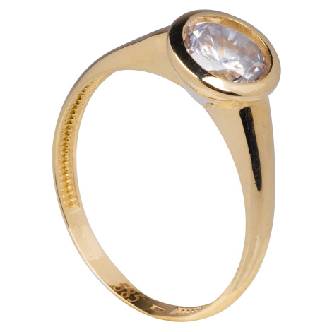 Dámský prsten ze 14kt žlutého Zlata se Zirkonem Planet Shop