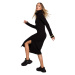 Maxi šaty s vysokým límcem na černé model 15825021 - Moe