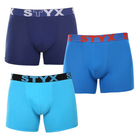 3PACK pánské boxerky Styx sportovní guma nadrozměr modré (3R96879)