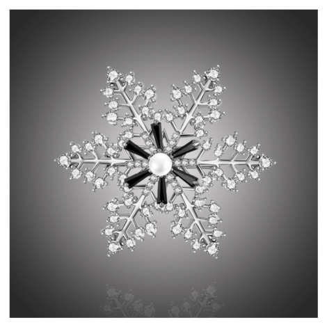 Éternelle Vánoční brož Swarovski Elements Desireé - sněhová vločka B2162-K1192-SI Stříbrná