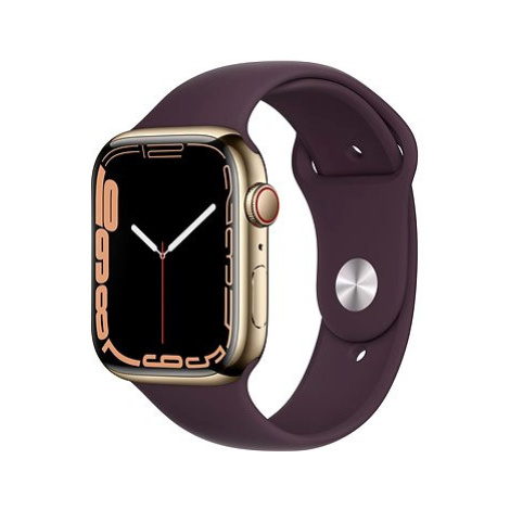 Apple Watch Series 7 45mm Cellular Zlatý nerez s temně třešňovým sportovním řemínkem