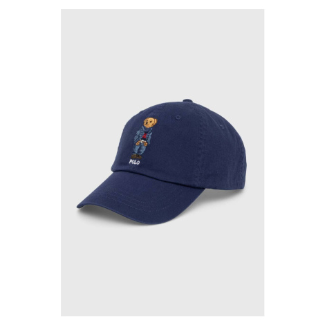 Bavlněná baseballová čepice Polo Ralph Lauren tmavomodrá barva, s aplikací, 710706538
