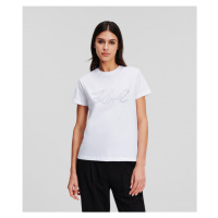 Tričko karl lagerfeld rhinestone logo t-shirt bílá