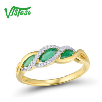 Zlatý prsten zelený copánek Listese