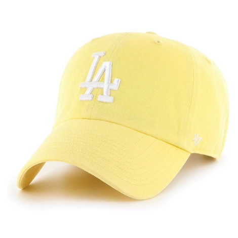 Bavlněná baseballová čepice 47brand MLB Los Angeles Dodgers žlutá barva, s aplikací 47 Brand