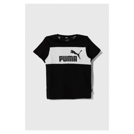 Dětské bavlněné tričko Puma ESS Block Tee B-XX černá barva, s potiskem