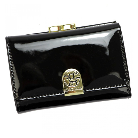 Elegantní kožená lakovaná peněženka malá Collettee, černá GREGORIO