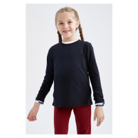 DEFACTO Girls Pink Crew Neck Long Sleeve School T-Shirt