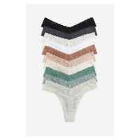 H & M - Krajkové kalhotky thong 10 kusů - zelená