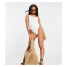 South Beach Exclusive textured scallop one shoulder swimsuit in white
