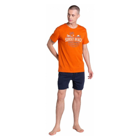 Henderson Led 38867 oranžové Pánské pyžamo Esotiq & Henderson