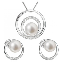 Evolution Group Souprava stříbrných šperků s pravými perlami Pavona 29038.1 (náušnice, řetízek, 