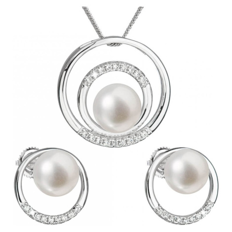 Evolution Group Souprava stříbrných šperků s pravými perlami Pavona 29038.1 (náušnice, řetízek, 