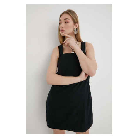 Plátěné šaty Abercrombie & Fitch černá barva, mini