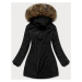 Černá dámská zimní bunda parka s kožešinovou podšívkou (M-21501)