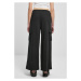 Ladies Highwaist Wide Leg Cargo Terry Pants - black