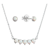Sada šperků se syntetickými opály bílé kulaté 19035.1 white
