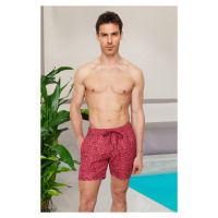 Trendyol Claret Red Standard Size Geometric Printed Swim Shorts