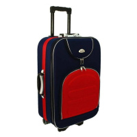 Rogal Modro-červený textilní kufr na kolečkách 