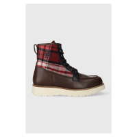 Boty Tommy Hilfiger TH AMERICAN MIX CHECK BOOT pánské, hnědá barva, FM0FM04750