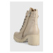 Kožené kotníkové boty Wojas dámské, béžová barva, na podpatku, lehce zateplené
