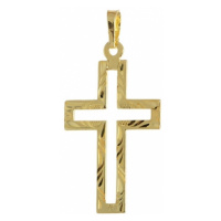 Stříbrný pozlacený přívěšek křížek STRZ0570F
