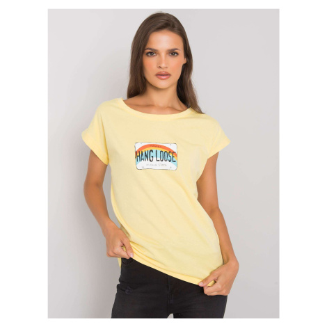 Dámské světle žluté bavlněné tričko Fashionhunters