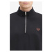 Bavlněná mikina Fred Perry Half Zip Sweatshirt pánská, černá barva, s aplikací, M3574.X56