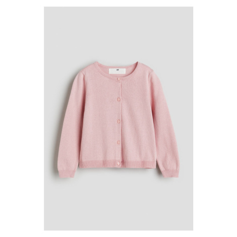 H & M - Propínací svetr z bavlny - růžová H&M
