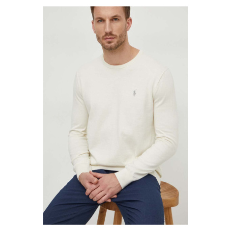 Bavlněný svetr Polo Ralph Lauren béžová barva, lehký, 710890558