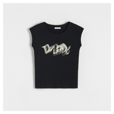 Reserved - Bavlněné tričko - Černý