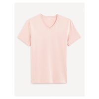 Růžové pánské basic tričko Celio Neuniv