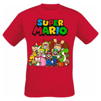 Super Mario Group Shot Tričko červená