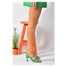 Fox Shoes Green Thin Heeled Women's Shoes