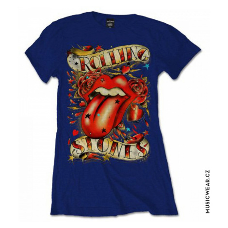 Rolling Stones tričko, Tongue &amp; Stars Navy, dámské RockOff