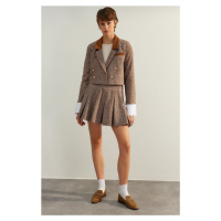 Trendyol Brown Premium Crop Button Detailed Woven Blazer Jacket