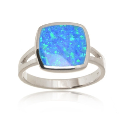 Dámský stříbrný prsten s modrým opálem STRP0513F Ego Fashion