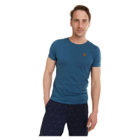 FUNDANGO-Jaggy Structured T-Shirt-459-lagoon Modrá