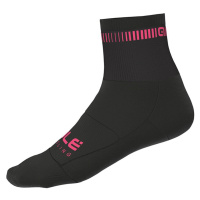 ALÉ Cyklistické ponožky klasické - LOGO Q-SKIN - černá/růžová