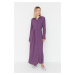 Trendyol Purple Waist Corded Buttoned Aerobin Dress