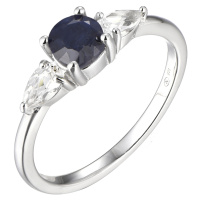 Brilio Silver Oslnivý stříbrný prsten se safírem Precious Stone SR09031B