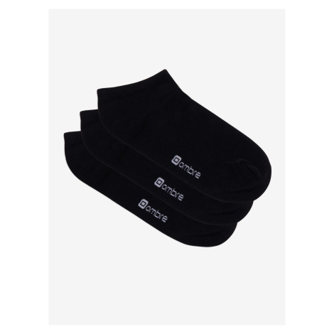 Černé pánské nízké ponožky - 3pack Ombre Clothing U154