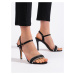 Krásné černé sandály dámské na jehlovém podpatku