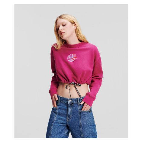 Mikina karl lagerfeld jeans klj relaxed cropped sweat růžová