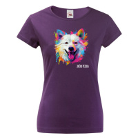 Dámské tričko s potiskem plemene  Americký eskimácky pes s volitelným jménem