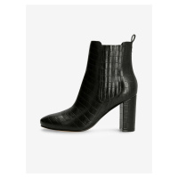 Černé dámské vzorované kotníkové boty na podpatku Guess - Dámské