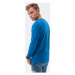 Ombre Pánské basic tričko s dlouhým rukávem Hippolyt Modrá