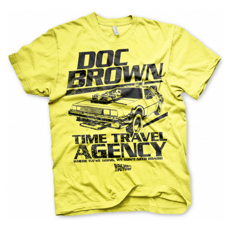 Back to the Future tričko, Doc Brown Time Travel Agency Yellow, pánské HYBRIS