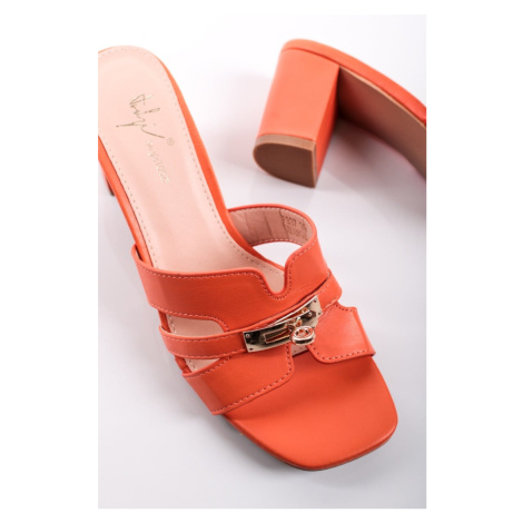 Oranžové pantofle na hrubém podpatku Tara Sergio Todzi