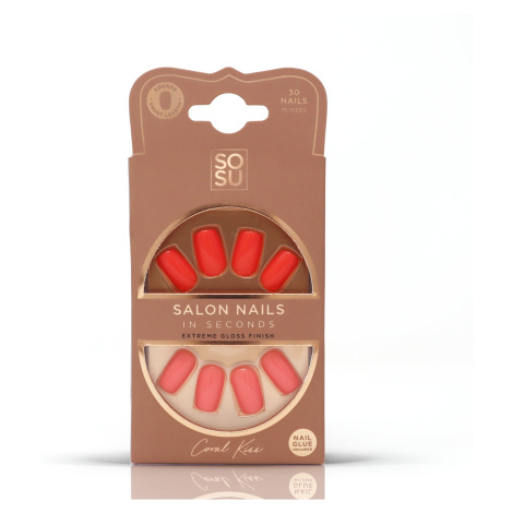 SOSU Cosmetics Umělé nehty Coral Kiss (Salon Nails) 30 ks
